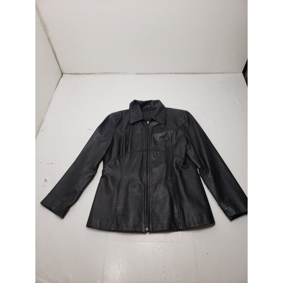 Jacqueline Ferrar Women’s Black Leather Mid-Length Timeless Classic Jacket Sz M - Picture 1 of 16